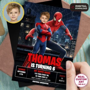 Custom Spiderman Party Invite | Spiderman Photo Invitation