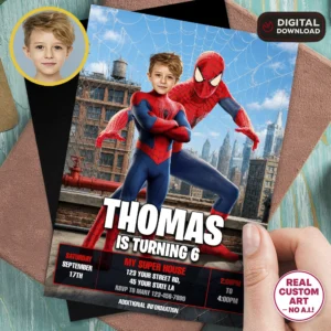 Spiderman Birthday Invite | Custom Spiderman Photo Invitation