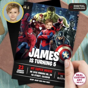 Custom Spiderman Photo Invite | Superhero Birthday Invitation
