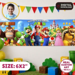 Super Mario Photo Banner | Super Mario Party Backdrop 6×2
