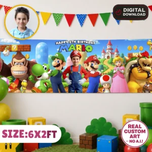 Super Mario Photo Banner | Super Mario Party Backdrop 6×2