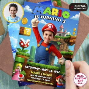 Super Mario Birthday Invite | Super Mario Party Invitation