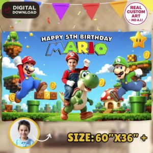 Super Mario Party Banner | Custom Super Mario Backdrop