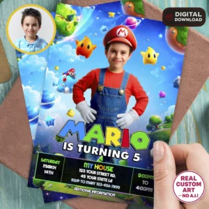 Super Mario Galaxy Invite | Super Mario Photo Invitation