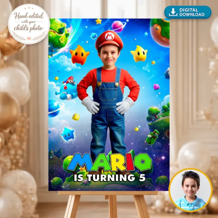 Super Mario Galaxy Party Welcome Sign | Super Mario Party Poster