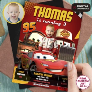 Custom Cars Birthday Invitation | Lightning McQueen Party Invite