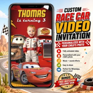 Cars Birthday Video Invitation | Custom Cars Photo Invite
