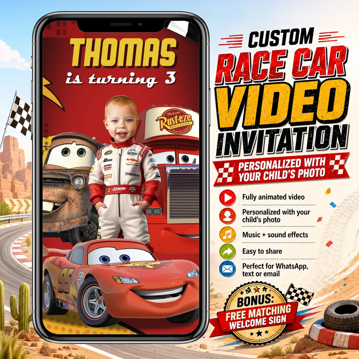 Birthday invitation details clearly displayed on a phone screen