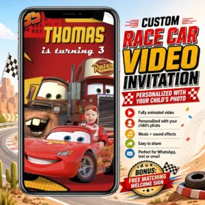 Cars Birthday Video Invite | Lightning McQueen Photo Video Invitation