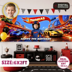 Hot Wheels Custom Banner | Personalized Hot Wheels Backdrop 6x2