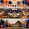 Monster Truck Photo Banner | Monster Truck Party Backdrop 6x2 3 monster truck birthday banner kids party 1