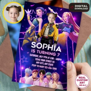 KPop Demon Hunters Birthday Invitation | Personalized Photo Invite