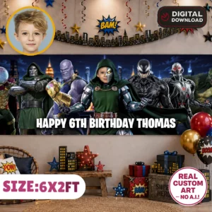 Dr Doom Birthday Banner | Marvel Villains Photo Backdrop
