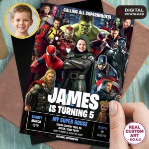 Doctor Doom Invitation with Photo | Superhero Birthday Invite