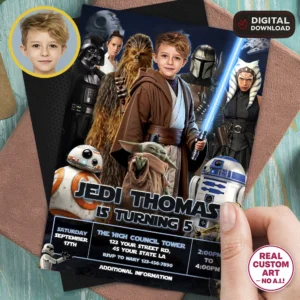 Star Wars Birthday Invitation | Jedi Party Invite With Photo