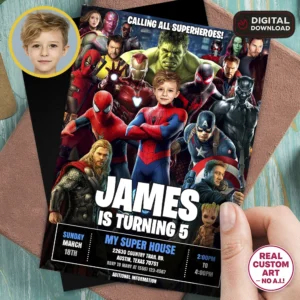 Custom Superhero Photo Invite | Spiderman Party Invitation