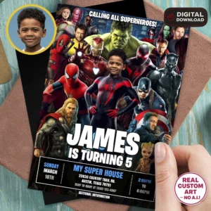 Personalized Superhero Photo Invite | Morales Party Invitation