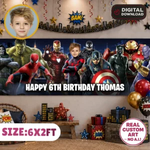 Miles Morales Party Banner | Spiderman Birthday Backdrop 6×2 ft
