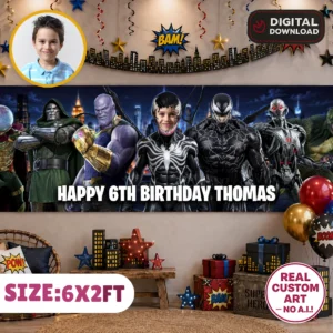Venom Birthday Banner | Marvel Villains Photo Backdrop