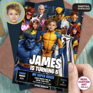 X-Men Birthday Invitation | Personalized Superhero Photo Invite